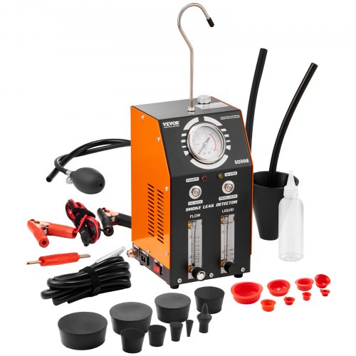 Automotive Smoke Machine Leak Detector, EVAP Smoke Machine Leak Tester with Built-in Air Pump, Pressure Gauge, Oil Level & Flow Meter, 2-Mode Vacuum Diagnostic Detector for EVAP Fuel Pipe System