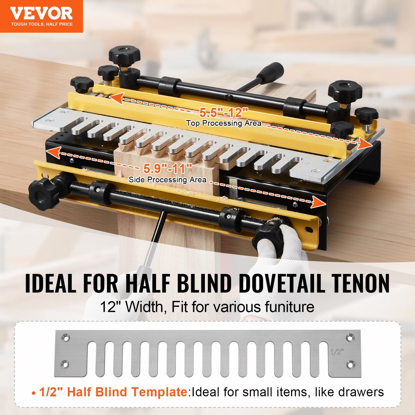 Dovetail Jig 30.5 cm Precise Dove Tailing Router Jigs with 1.27 cm Template