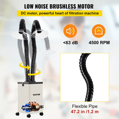 Solder Fume Extractor, 150W 106 CFM Smoke Absorber, 3-Stage Filters 3 Speed with a Hose for Soldering, Laser Engraving and DIY Welding
