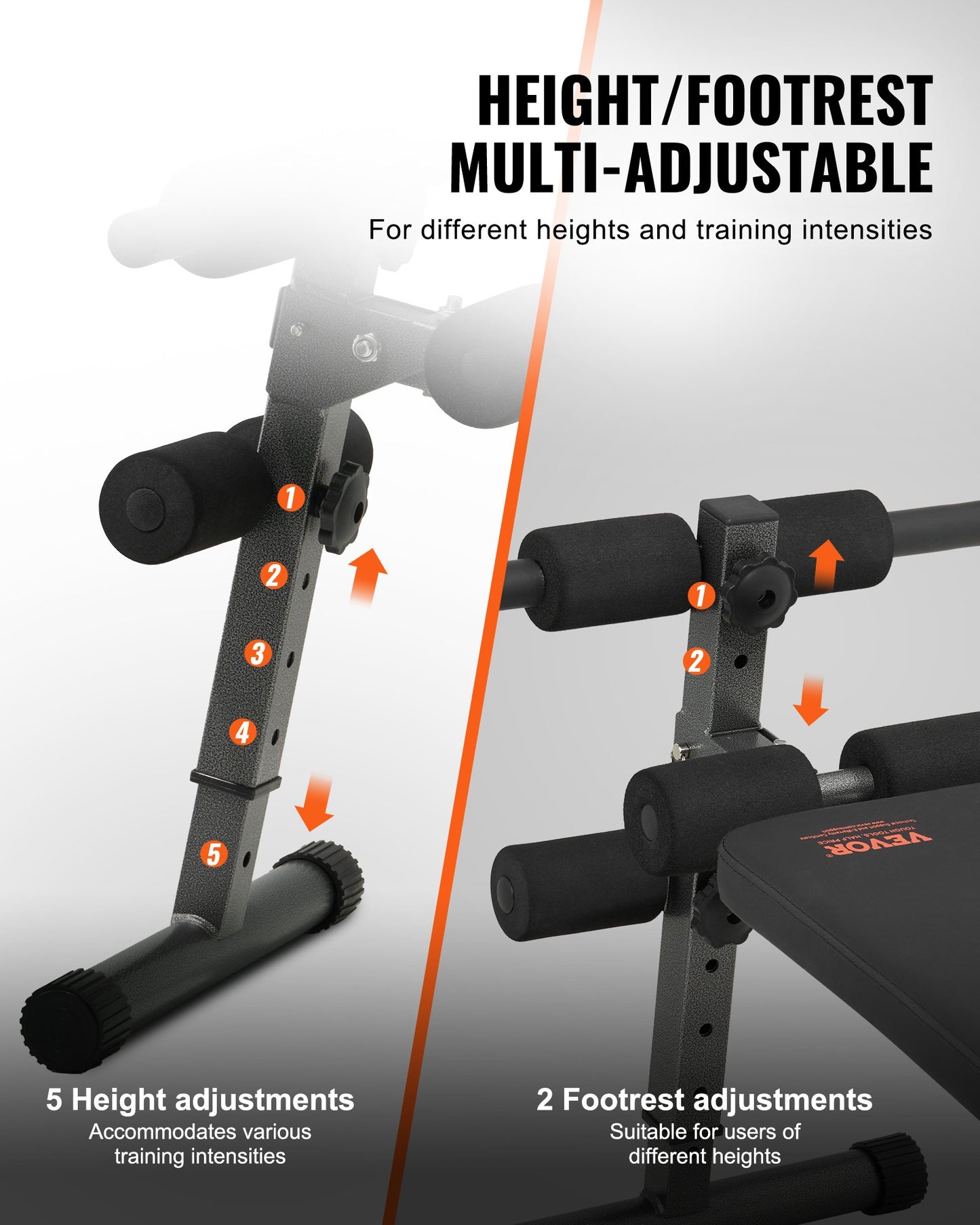 Sit-up-Bank, klappbare, gebogene Bauchmuskelbank mit 5 verstellbaren Höheneinstellungen, robustem Stahl, rutschfestem Design, 226 kg Belastbarkeit für Heim-Fitnessstudio-Workouts, Krafttraining, Ganzkörpermuskulatur