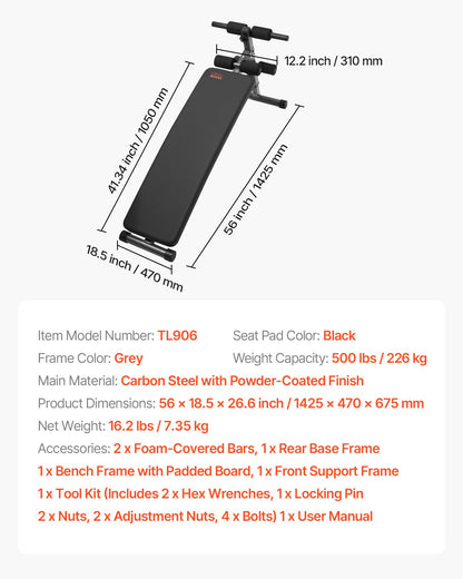 Sit-up-Bank, klappbare, gebogene Bauchmuskelbank mit 5 verstellbaren Höheneinstellungen, robustem Stahl, rutschfestem Design, 226 kg Belastbarkeit für Heim-Fitnessstudio-Workouts, Krafttraining, Ganzkörpermuskulatur