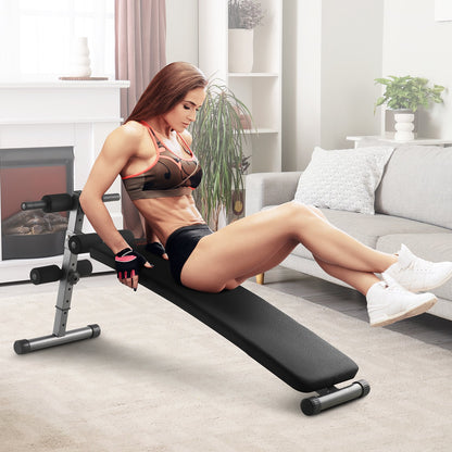 Sit-up-Bank, klappbare, gebogene Bauchmuskelbank mit 5 verstellbaren Höheneinstellungen, robustem Stahl, rutschfestem Design, 226 kg Belastbarkeit für Heim-Fitnessstudio-Workouts, Krafttraining, Ganzkörpermuskulatur