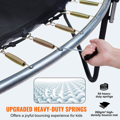 10-Fuß-Trampolin, 330-Pfund-Trampolin mit Sicherheitsnetz, Leiter und gebogener Stange, robustes Trampolin mit Sprungmatte und Federabdeckung, Outdoor-Freizeittrampolin für Kinder und Erwachsene