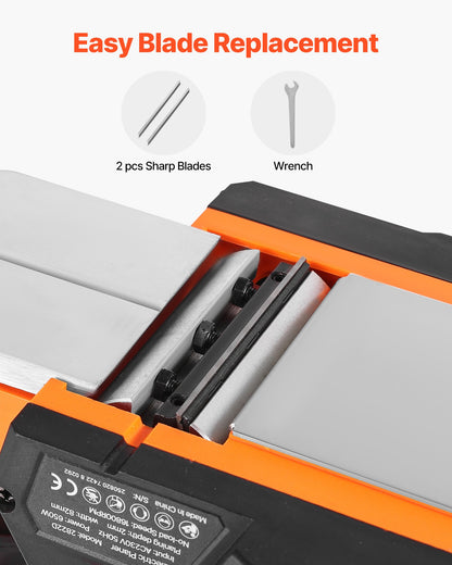 Electric Hand Planer, 82 mm Cut Width, 650W 16800 RPM Corded Power Handheld Planer for Wood, with Adjustable Cut Depth, 2 Blades, for Woodworking Wood Chamfer DIY Smooth Finish Carpentry Tool