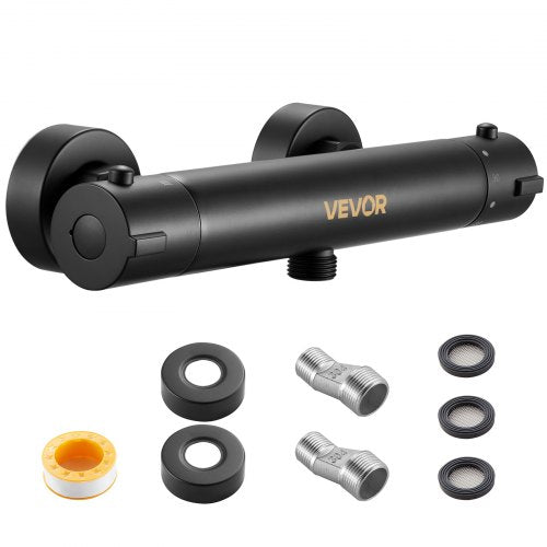 Thermostatic Shower Faucet Valve, 38℃ Secure Lock Thermostatic Shower Valve Trim Kit, Hot Cold Water Showering Faucet Temperature Control Valves with Electrophoretic Coating for Bathroom, RV