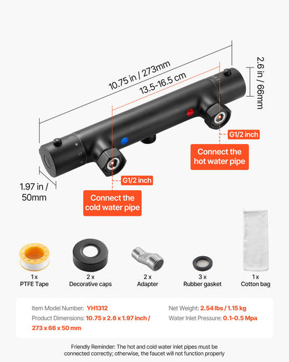 Thermostatic Shower Faucet Valve, 38℃ Secure Lock Thermostatic Shower Valve Trim Kit, Hot Cold Water Showering Faucet Temperature Control Valves with Electrophoretic Coating for Bathroom, RV
