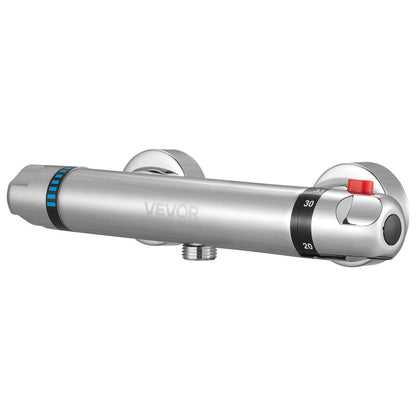 Thermostatic Shower Faucet Valve, Anti-Scald 38℃ Secure Lock Thermostatic Shower Mixer Valve, Hot Cold Water Showering Faucet Temperature Control Valves for Bathroom, RV, Chrome-Plated Coating