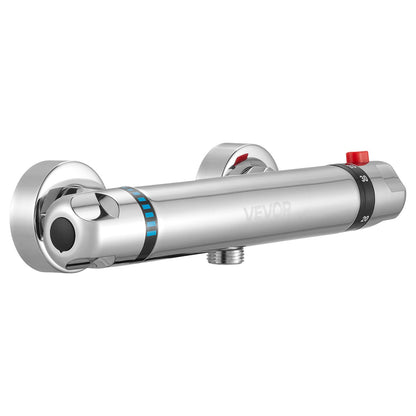 Thermostatic Shower Faucet Valve, Anti-Scald 38℃ Secure Lock Thermostatic Shower Mixer Valve, Hot Cold Water Showering Faucet Temperature Control Valves for Bathroom, RV, Chrome-Plated Coating