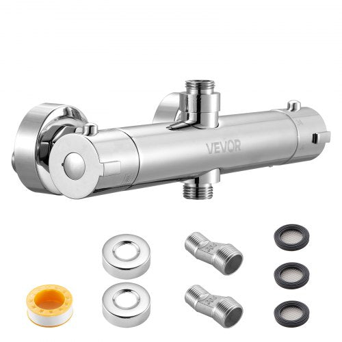 Thermostatic Shower Faucet Valve, 38℃ Secure Lock Thermostatic Mixing Valve, Hot Cold Water Showering Faucet Temperature Control Valves with Consistent Water Temperature for Bathroom, RV, Camper