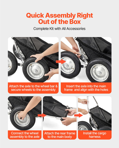 Game Carts for Hunting, 500LBS Deer Cart Game Hauler, Heavy-Duty Crawler Cart, All-Terrain Folding Deer Hauling Cart with Shock-Absorbing Tires, Utility Gear Dolly for Hunting Fishing Hiking