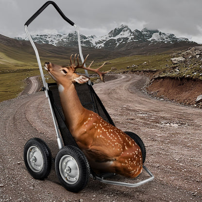 Game Carts for Hunting, 500LBS Deer Cart Game Hauler, Heavy-Duty Crawler Cart, All-Terrain Folding Deer Hauling Cart with Shock-Absorbing Tires, Utility Gear Dolly for Hunting Fishing Hiking