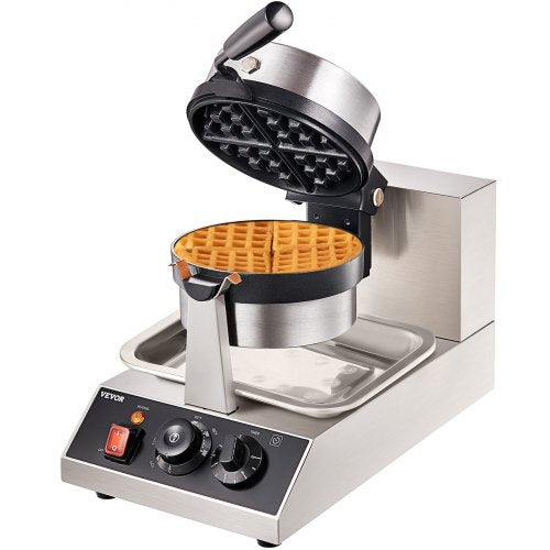 Commerical Round Waffle Maker 1300W Rotatable Non-Stick Waffle Iron 220V