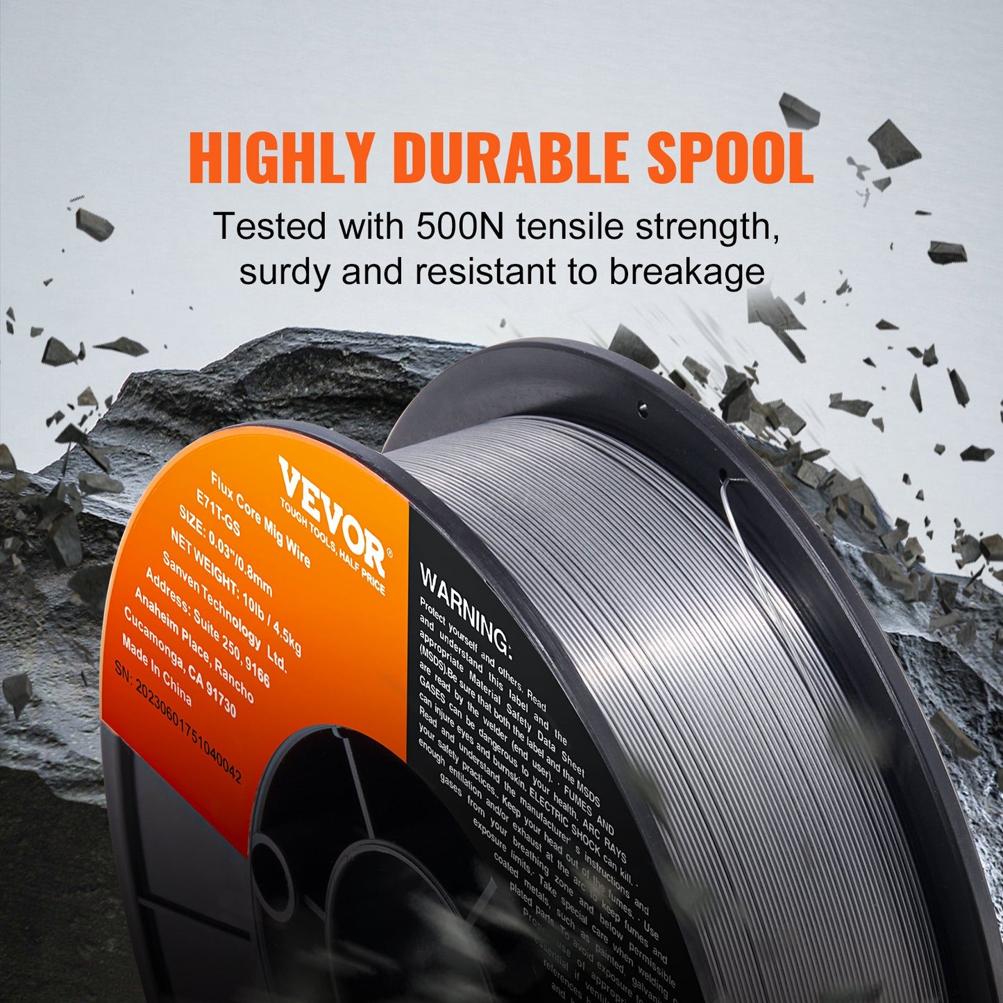 Fülldraht, E71T-GS 0,8 mm 4,5 kg, gasloser MIG-Schweißdraht für Baustahl mit geringer Spritzerbildung für alle Schweißpositionen und den Einsatz im Freien