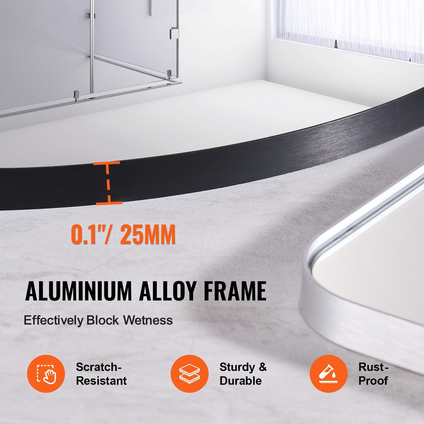 Wandmontierter Kosmetikspiegel, 0,15 Zoll dick, 30 Zoll Spiegel mit Aluminiumlegierungsrahmen und explosionsgeschützter Folie, kratzfester Spiegel mit Z-förmiger Halterung, geeignet für Badezimmer/Schlafzimmer/Wohnzimmer