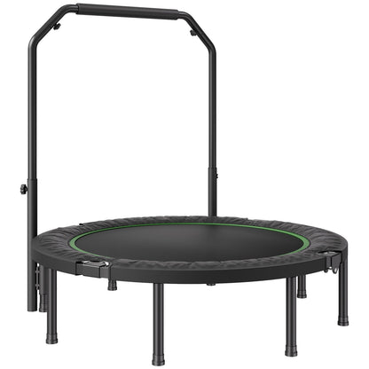 Foldable Mini Trampoline, 52 Inch Fitness Rebounder, Max Load 450lbs Exercise Trampoline, Stable & Quiet Trampoline with 4 Level Height Adjustable Foam Handle, for Adults Indoor/Garden Workout