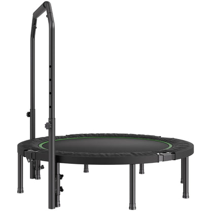Foldable Mini Trampoline, 52 Inch Fitness Rebounder, Max Load 450lbs Exercise Trampoline, Stable & Quiet Trampoline with 4 Level Height Adjustable Foam Handle, for Adults Indoor/Garden Workout