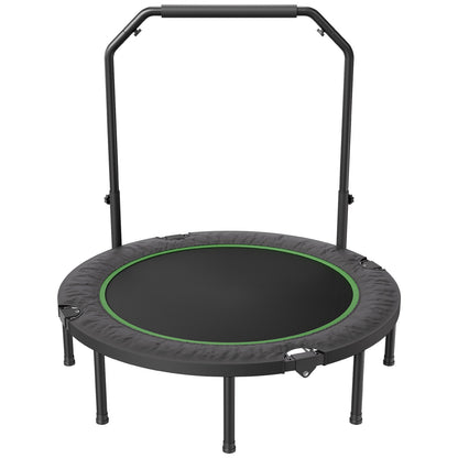 Foldable Mini Trampoline, 52 Inch Fitness Rebounder, Max Load 450lbs Exercise Trampoline, Stable & Quiet Trampoline with 4 Level Height Adjustable Foam Handle, for Adults Indoor/Garden Workout