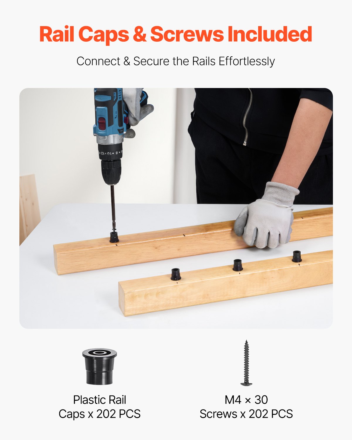 Treppengeländerstäbe, 101er-Pack, 66 cm lange Aluminium-Treppengeländerstäbe, 19 mm wasserdichte runde Metallspindeln, Hohlprofilgeländer mit Geländerkappen und Schrauben für Treppen, Veranden und Terrassen, mattschwarz