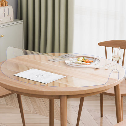 Tischdecke aus Kunststoff, 107 x 107 cm (42 x 42 Zoll), 2 mm dick, transparent, runde PVC-Schreibtischunterlage, wasserdicht und leicht zu reinigen, für Büro, Kommode, Esstisch und Nachttisch