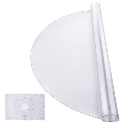 Plastic Table Cover, 48 x 48 Inch 2.0 mm Thick Clear Table Protector, Round PVC Desk Mat, Waterproof & Easy Cleaning Desk Pad Tablecloth, for Office Dresser Dining Room Table Night Stand