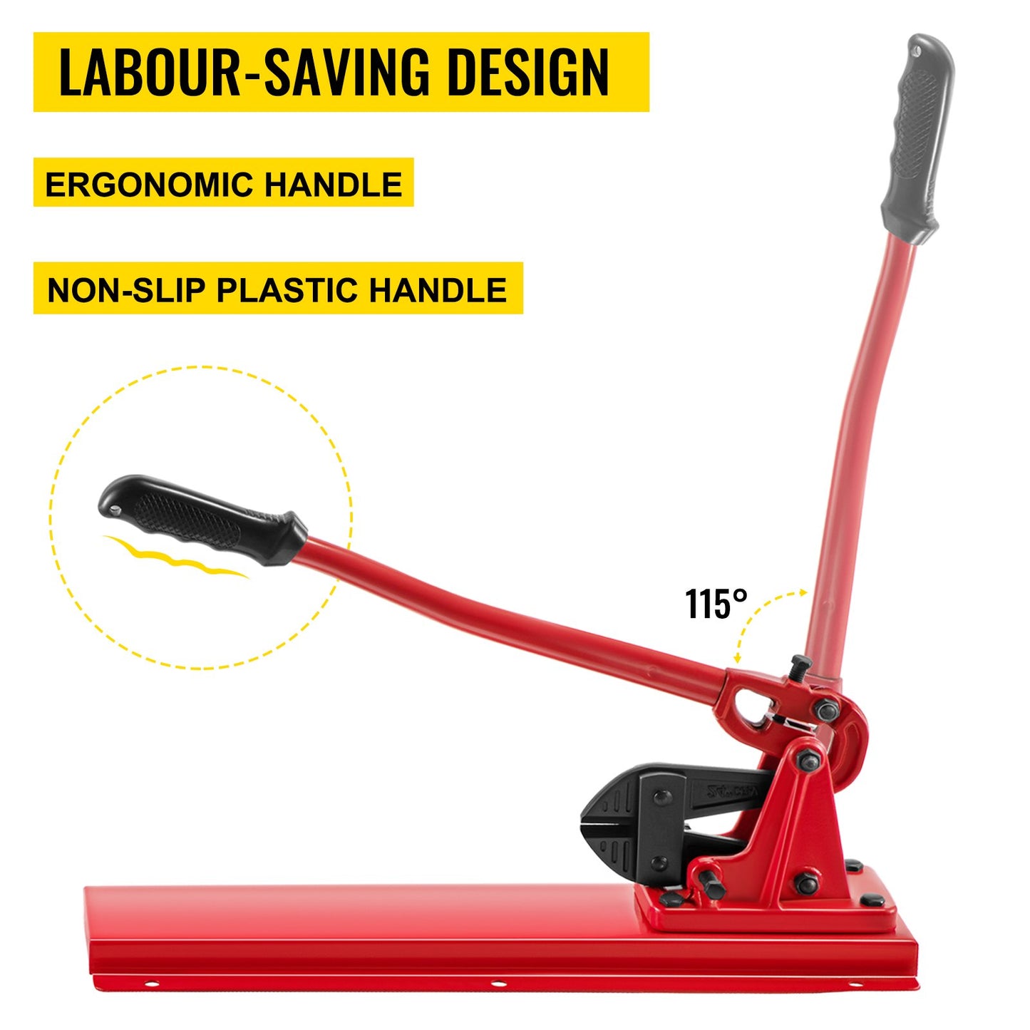 24\" Bench Type Hand Swager, Cutting Capacity 3/8\" Bolt Cutter Bench Type, Hardness 35-45HRC Crimping Tool Bench Wire Rope Cable, Red Swaging Machine for Swaging and Cutting, Arm Bench Swager