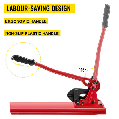 24\" Bench Type Hand Swager, Cutting Capacity 3/8\" Bolt Cutter Bench Type, Hardness 35-45HRC Crimping Tool Bench Wire Rope Cable, Red Swaging Machine for Swaging and Cutting, Arm Bench Swager