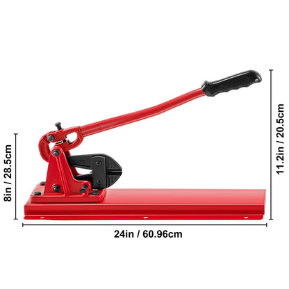 24\" Bench Type Hand Swager, Cutting Capacity 3/8\" Bolt Cutter Bench Type, Hardness 35-45HRC Crimping Tool Bench Wire Rope Cable, Red Swaging Machine for Swaging and Cutting, Arm Bench Swager
