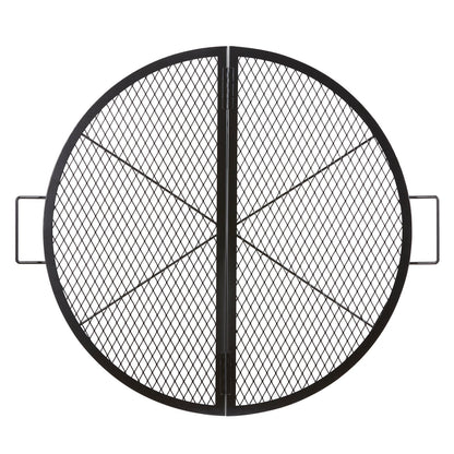 X-Marks Feuerstellen-Grillrost, faltbarer runder Grillrost, robuster Stahl-Grillrost mit Griff und X-förmigem Stützdraht, tragbares Camping-Kochgeschirr für Gartenpartys, 91 cm (36 Zoll), Schwarz