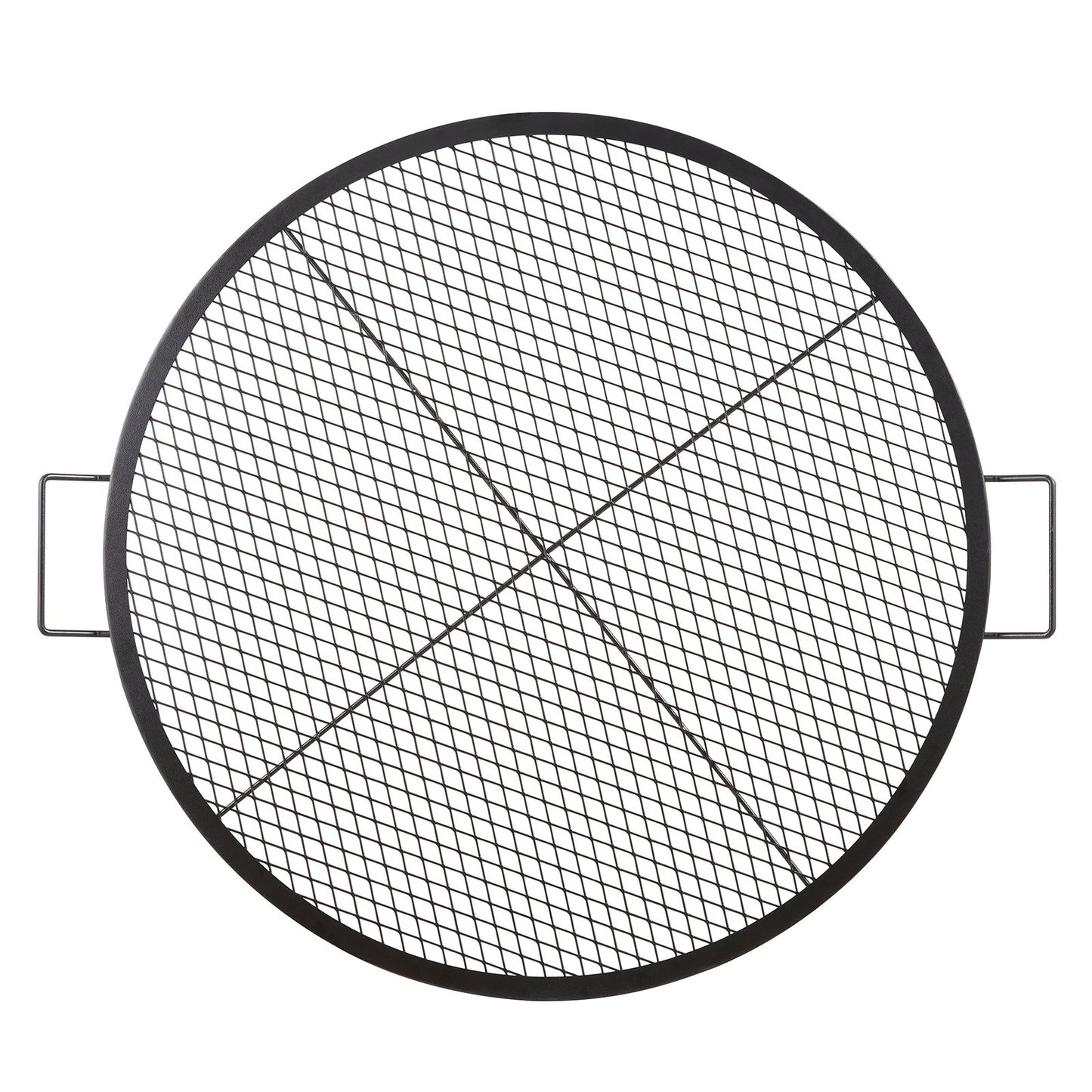X-Marks Feuerstellen-Grillrost, runder Grillrost, robuster Stahl-Grillrost mit Griff und X-förmigem Stützdraht, tragbares Camping-Kochgeschirr für Partys und Treffen im Freien, 91 cm (36 Zoll), Schwarz