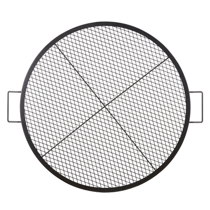 X-Marks Feuerstellen-Grillrost, runder Grillrost, robuster Stahl-Grillrost mit Griff und X-förmigem Stützdraht, tragbares Camping-Kochgeschirr für Partys und Treffen im Freien, 91 cm (36 Zoll), Schwarz