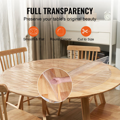 Transparente Tischschutzhülle, runde Tischdecke (1230 mm Durchmesser), 1,5 mm dicke PVC-Tischdecke, wasserdichter Schutz für Schreibtisch, Couchtisch und Esstisch