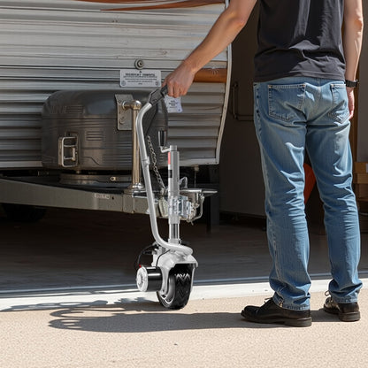 Electric Trailer Dolly, 2.5 T Towing Capacity, 380W 12V Motorized Jockey Wheel with 7 m/min Moving Speed, 31-63 cm Adjustable Clamp Height & 20.3 cm Rubber Tire, For Moving Caravan Boat