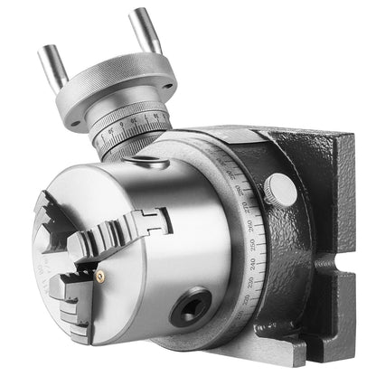 Rotary Table for Milling Machines, 100 mm, Horizontal Vertical Model Precision Milling Rotary Table, with 80 mm 3-Jaw Chuck M10 T-Bolts Nuts, for Milling Engineering Indexing Tools