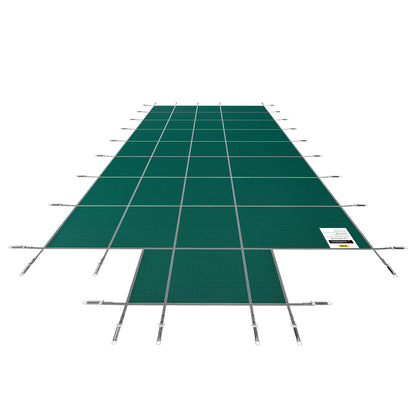 Sicherheitsabdeckung für eingelassene Pools (16 x 32 Fuß, rechteckig), inklusive 4 x 10 Fuß großer Mittelstufe, blickdichte Netzabdeckung mit Ablauflöchern, Winterabdeckung, grün