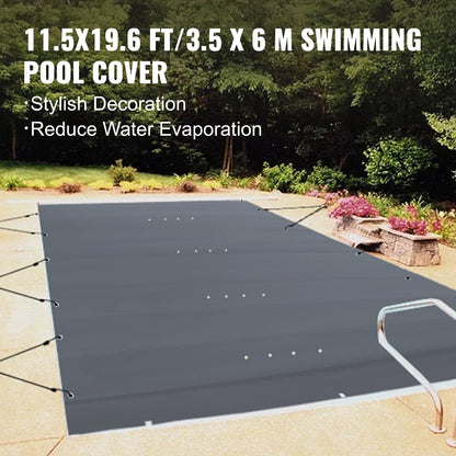 Sicherheitsabdeckung für Schwimmbecken, 3,5 x 6 m (11,5 x 19,6 Fuß), PVC-Poolabdeckung in Anthrazit, rechteckige Sicherheitsabdeckung für eingelassene Schwimmbecken, robuste Sicherheitsabdeckung für Schwimmbecken, Winterschutzabdeckung