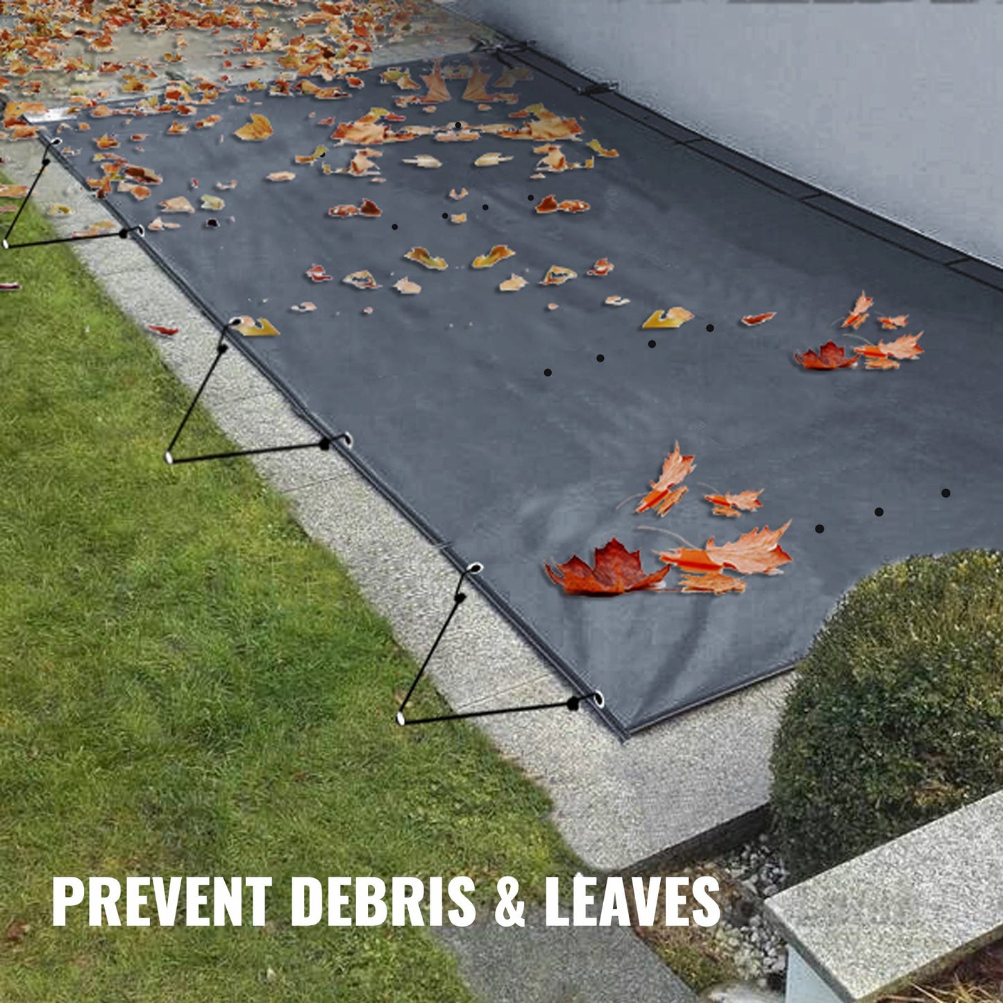Sicherheitsabdeckung für Schwimmbecken, 3,5 x 6 m (11,5 x 19,6 Fuß), PVC-Poolabdeckung in Anthrazit, rechteckige Sicherheitsabdeckung für eingelassene Schwimmbecken, robuste Sicherheitsabdeckung für Schwimmbecken, Winterschutzabdeckung
