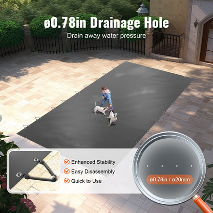 Poolabdeckung, 4 x 8 m, für eingelassene Pools geeignet, anthrazitfarbene Poolabdeckung, rechteckige PVC-Poolabdeckung, robuste Sicherheitsabdeckung für Schwimmbecken, Winterschutzabdeckung