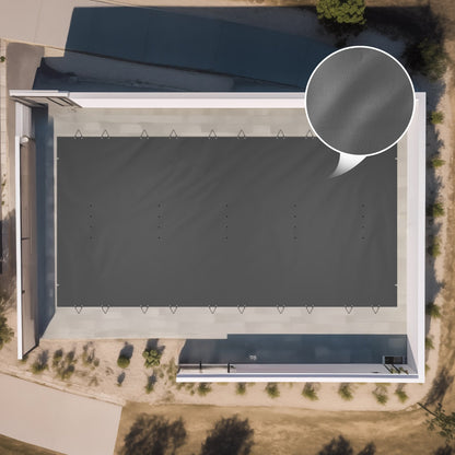 Poolabdeckung, 4 x 8 m, für eingelassene Pools geeignet, anthrazitfarbene Poolabdeckung, rechteckige PVC-Poolabdeckung, robuste Sicherheitsabdeckung für Schwimmbecken, Winterschutzabdeckung