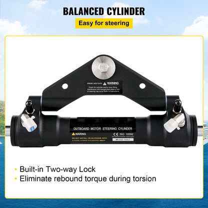 Hydraulic Steering Cylinder 300HP, Hydraulic Steering Front Mount Hydraulic Outboard Marine Steering Kit Without Hydraulic Hose and Helm for Outboards Boat Steering System