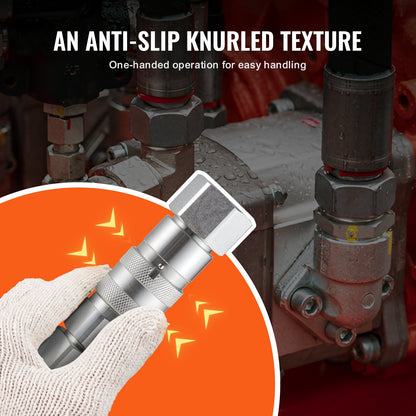 1/2" Flachkupplungen für Hydraulik, 3/4" SAE Schnellkupplungen für Kompaktlader mit 2 Staubkappen (ISO16028)