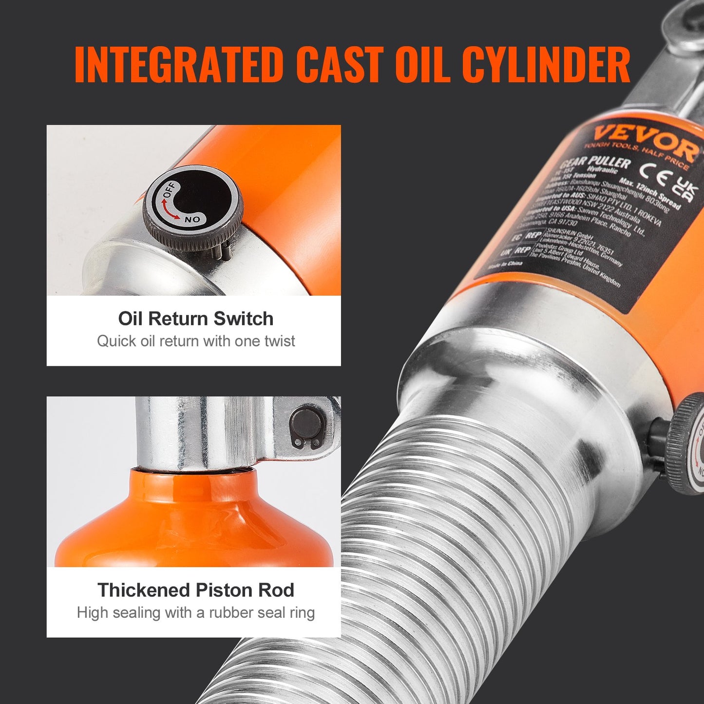 Hydraulic Gear Puller, 15 Ton Max Capacity Wheel Bearing Pulling Separator, 2 or 3 Jaws Puller, Vertically and Horizontally, 30.5cm Jaw Hydraulic Puller with Case for Pulling Hubs