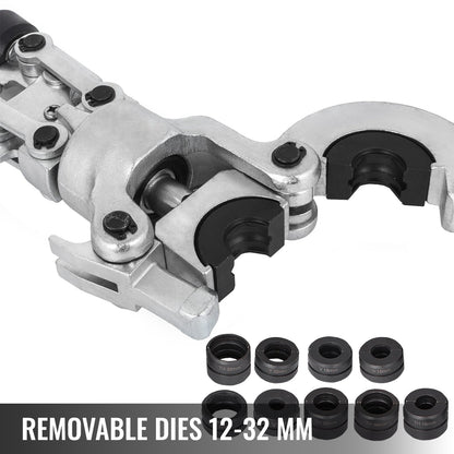Hydraulische 6T-Presszange V12-28 mm TH16-32 mm, V-/TH-förmige Rohrpresszange, 360°-Drehgelenk, handgeführte Presszange für PE-X-Rohre (Verbundrohre, PEX, PE-X, PB)