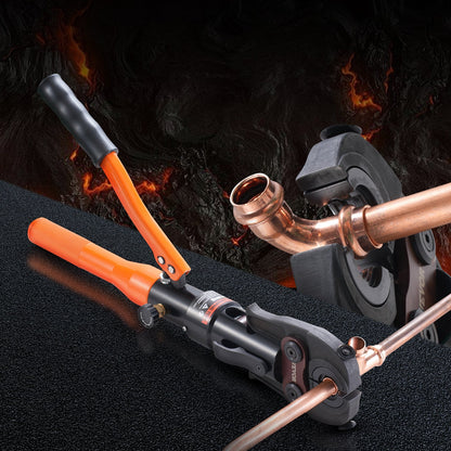 Copper Tube Fittings Hydraulic Pipe Crimping Tool, Pressing Plier with TH16, TH20, TH26, TH32 Quick Change Jaws, 360° Rotatable Press Kit for Confined Spaces Tee Fittings Hydraulically Driven