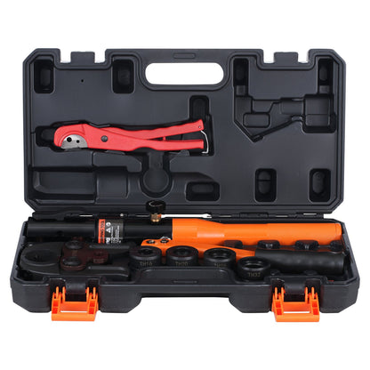 Copper Tube Fittings Hydraulic Pipe Crimping Tool, Pressing Plier with TH16, TH20, TH26, TH32 Quick Change Jaws, 360° Rotatable Press Kit for Confined Spaces Tee Fittings Hydraulically Driven