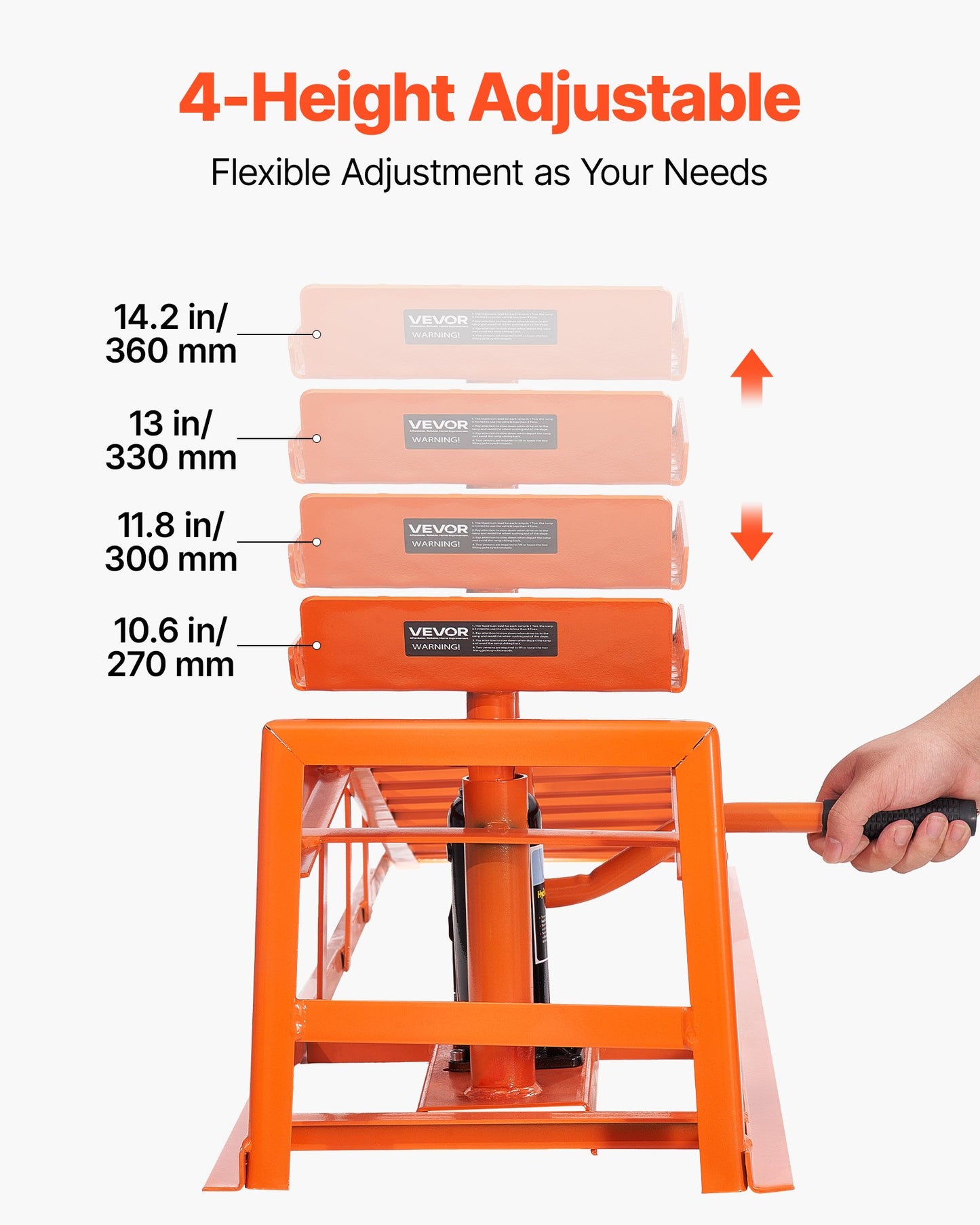 Hydraulische Auffahrrampen, 2 Stück, 5 Tonnen (11.000 lbs), 270–360 mm Hubhöhe, robuste hydraulische Fahrzeugrampen, tragbare Hebebühnen für die Heimwerkstatt, Wartung und Ölwechsel, LKW- und Fahrzeugreparatur