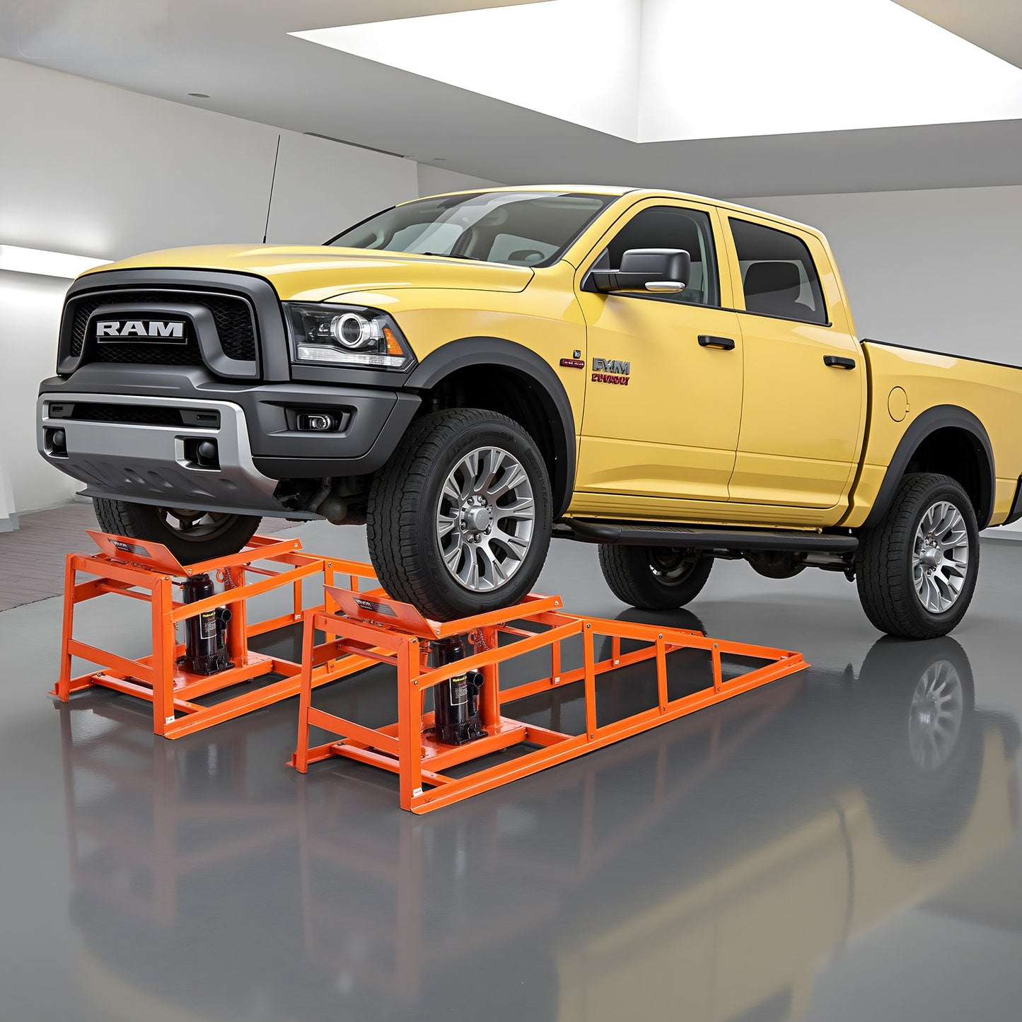 Hydraulische Auffahrrampen, 2 Stück, 5 Tonnen (11.000 lbs), 270–360 mm Hubhöhe, robuste hydraulische Fahrzeugrampen, tragbare Hebebühnen für die Heimwerkstatt, Wartung und Ölwechsel, LKW- und Fahrzeugreparatur