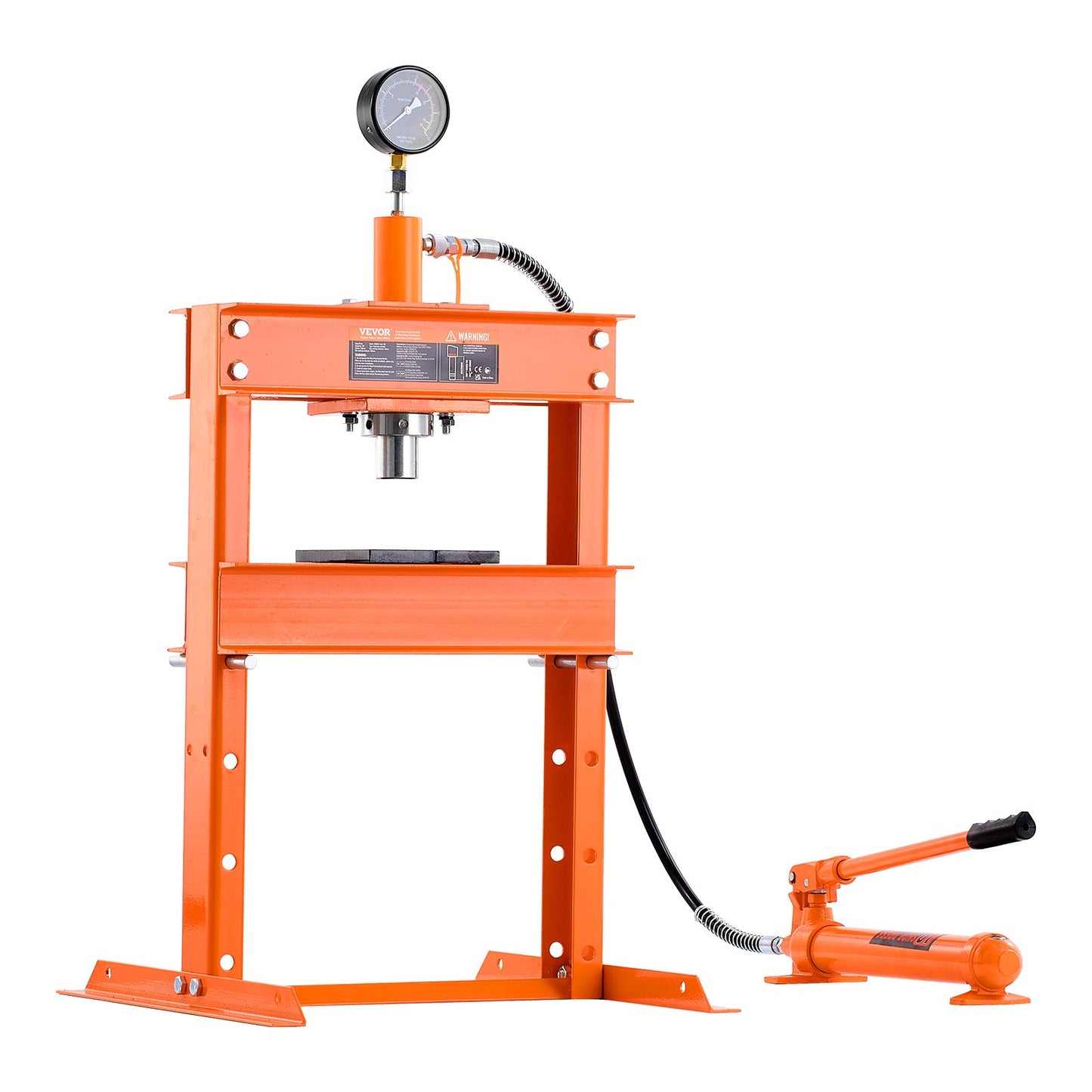 Hydraulic Shop Press, 10 T H-Frame Shop Press with Press Plate & H-shaped Base, Stable Garage Floor Adjustable Hydraulic Press with Relief Valve, Fit for Bending, Straightening & Stamping
