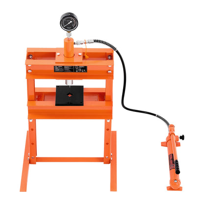Hydraulic Shop Press, 10 T H-Frame Shop Press with Press Plate & H-shaped Base, Stable Garage Floor Adjustable Hydraulic Press with Relief Valve, Fit for Bending, Straightening & Stamping