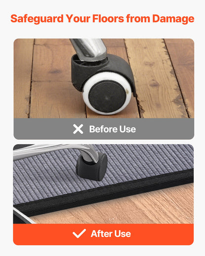 Stuhlmatte, 915 x 1225 mm Bürostuhlmatte für Hartböden, Bodenschutz für Bürostühle mit Rollen, Cord-Oberfläche, rutschfest und leicht zu reinigen, leicht zu gleitende Tischunterlage für das Homeoffice (Grau)