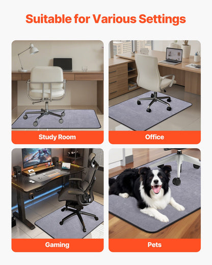 Stuhlmatte, 915 x 1225 mm Bürostuhlmatte für Hartböden, Bodenschutz für Bürostühle mit Rollen, Cord-Oberfläche, rutschfest und leicht zu reinigen, leicht zu gleitende Tischunterlage für das Homeoffice (Grau)